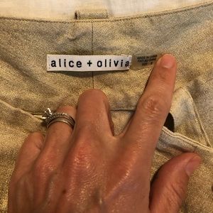 Alice & Olivia gold/metallic linen blend shorts